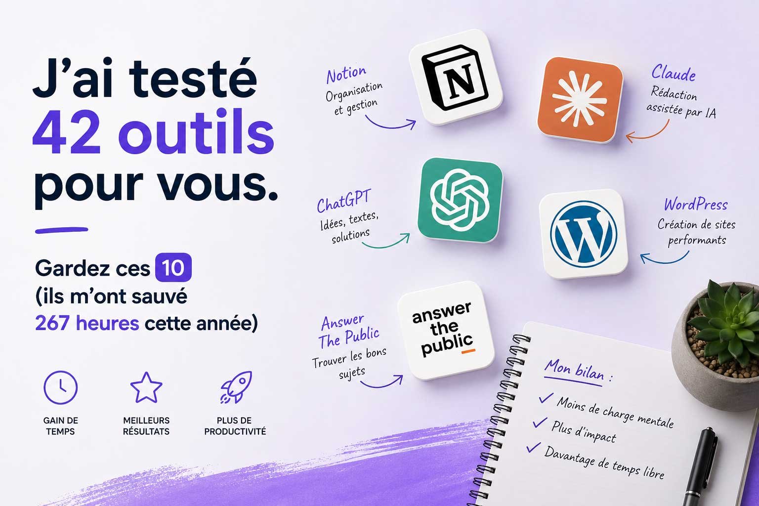 Sélection des meilleurs outils IA et no-code pour gagner du temps en entreprise dans le Jura : ChatGPT, Claude, Notion, WordPress et Answer The Public