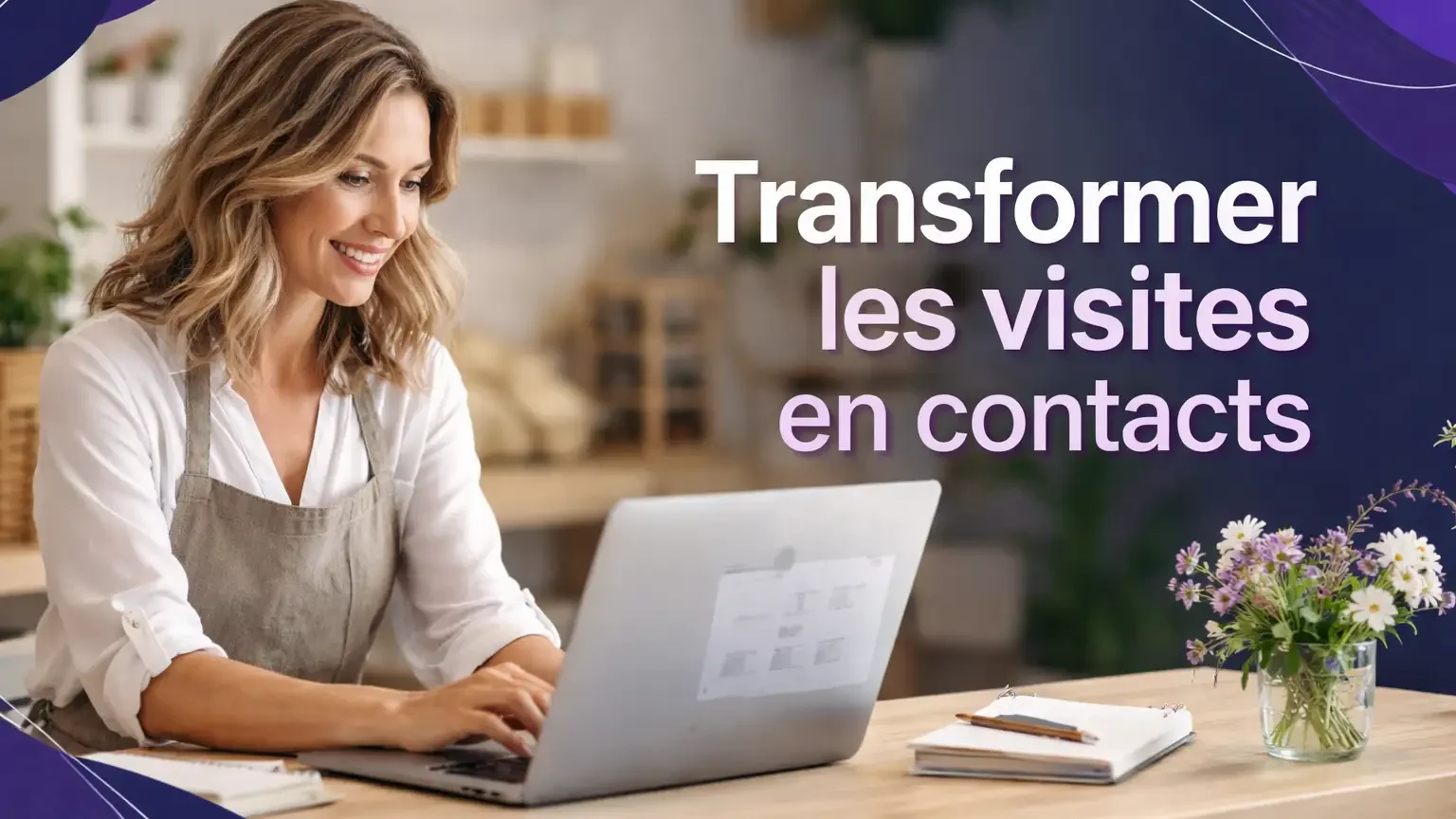 Transformer les visites en contacts Artisane consultant les demandes de contact reçues depuis le site web de son entreprise sur un ordinateur portable