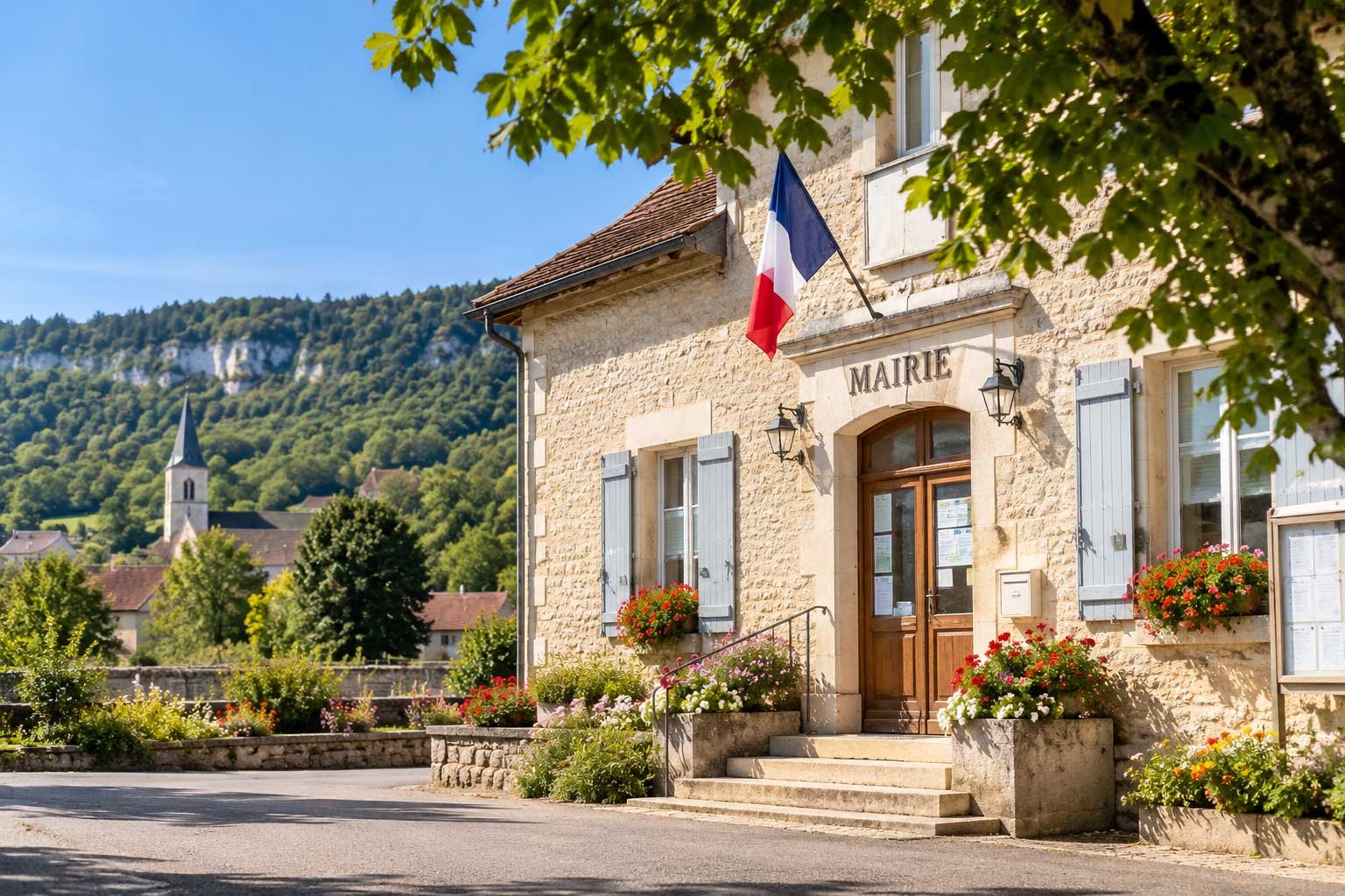 Secrétaire de mairie d’une petite commune du Jura consultant le site internet communal